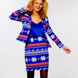 Opposuits Christmas Skirt Suit Set Rudolph Snow 4